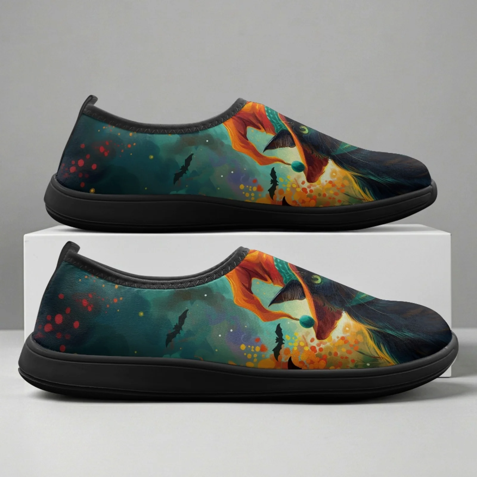 PENSTROLL Halloween Cat Barefoot Zero Drop Sneakers Polyester & EVA Barefoot Minimalist Shoes Non Slip Casual Shoes for Walking