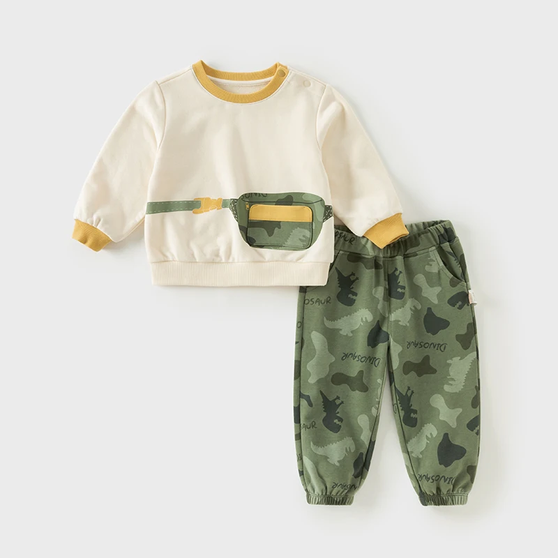 Dave Bella Autumn Children Boy Sets Cotton Print Pullover+Camouflage Trousers 2pc Set Sweatshirts Boys Girls Tracksuit DB3241817