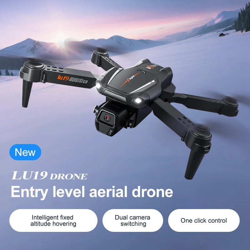 Drone essentiel d'entrée de gamme FACEGLE ! Drone à double caméra LU19, caméras doubles, vol stationnaire intelligent à altitude fixe, commutation des caméras, figures acrobatiques, contrôle à un clic, plusieurs vitesses, mode sans tête, quadricoptère pliable, télécommande, drone pour débutants