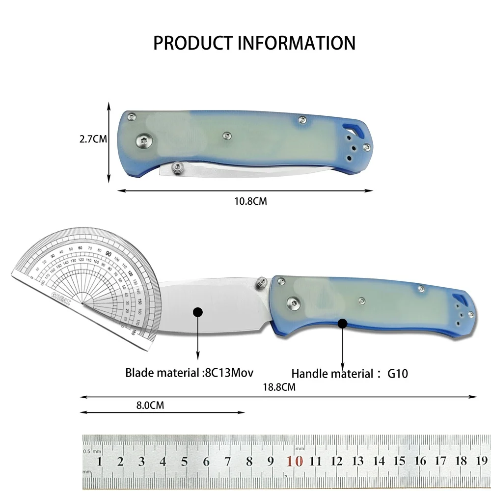 G10 Handle BM 535 Bugout Folding Knife 8C13Mov Blade Outdoor Camping Pocket Knife Utility Fruit Tactical Knife EDC Multi Tool