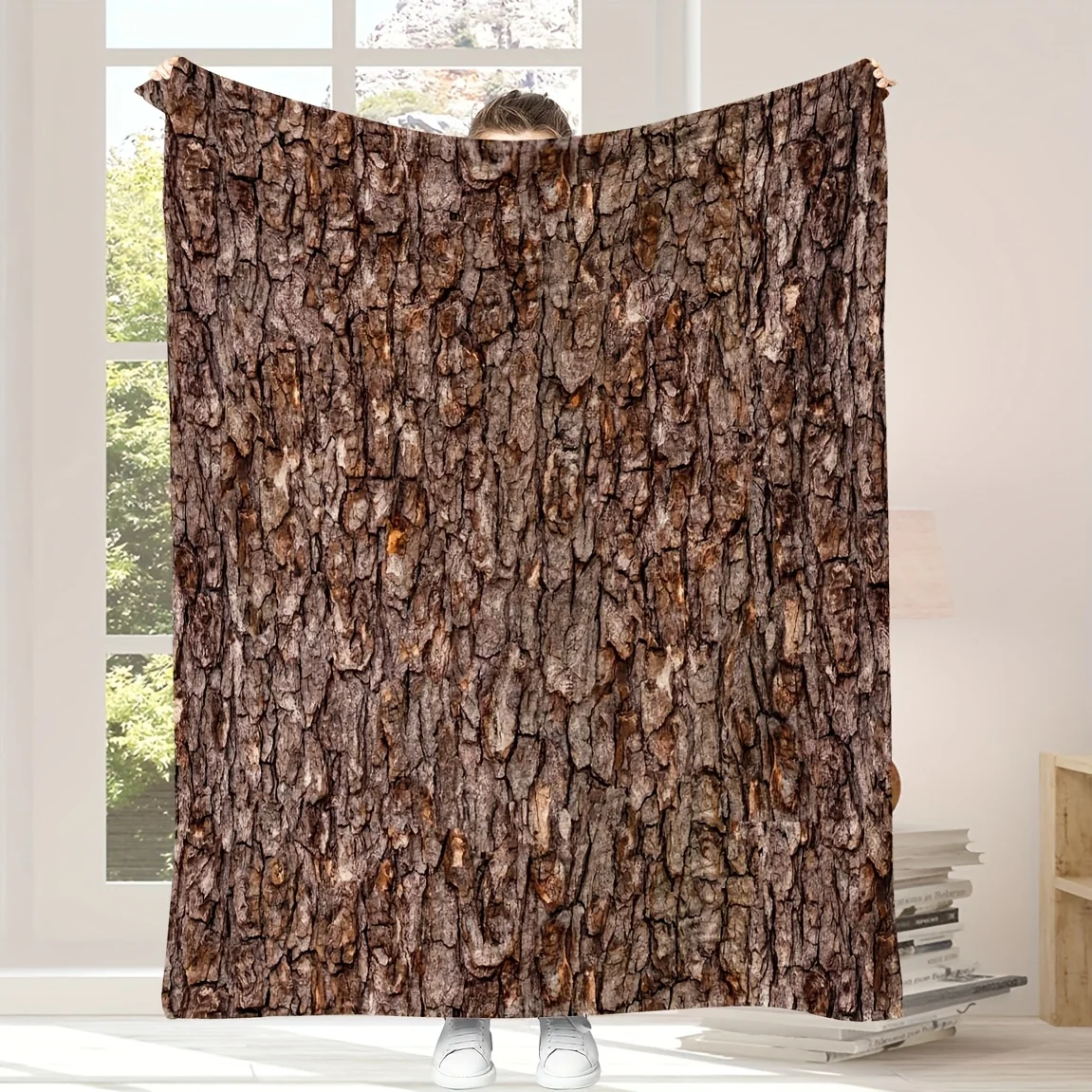 1pc Bark Pattern Element Blanket Flannel Cover Cozy Blanket Room Decoration Blanket, Suitable for Bedroom Living Room Sofa Outdo
