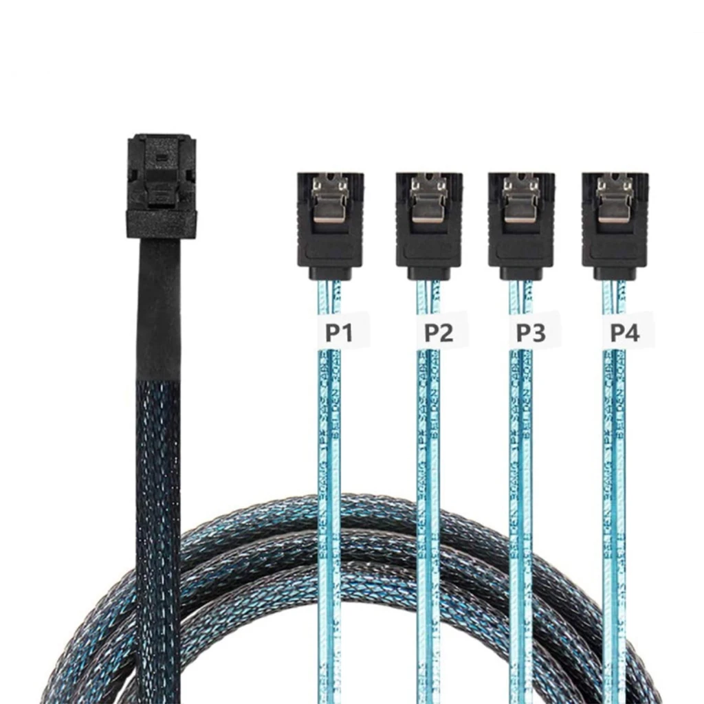 For HD MINI SAS SFF8643 to 4xSATA3.0 Adapter Cable SSD Server Data Cable 6Gbps Support 2.5-inch 3.5