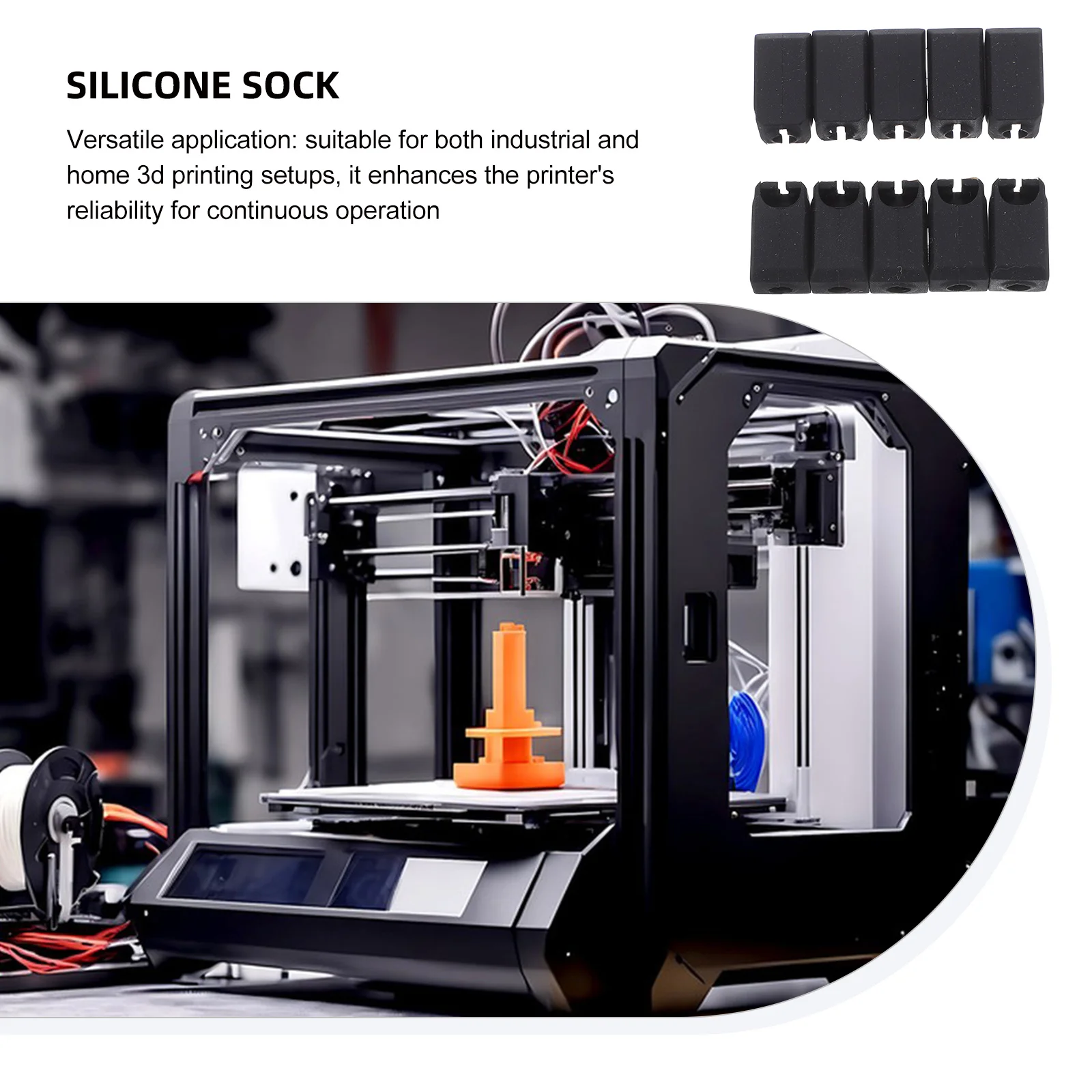 

10Pcs 3D Printer Hotend Silicone Sleeve for Thermal Insulation and Safety Enhancement in Home Or Industrial Setup
