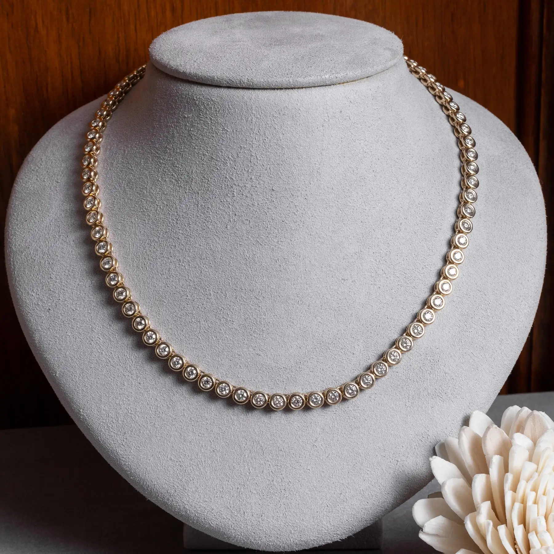 3MM Round Bezel Setted CZ Tennis Chain Geometric Choker Necklace For Women Iced Out Luxury Jewelry