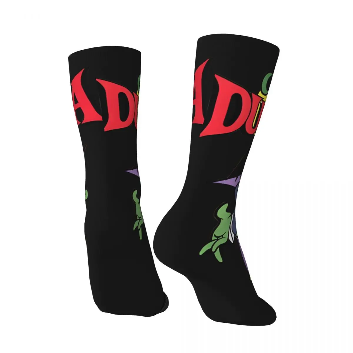 Funny Crazy compression Funny Sock for Men Hip Hop Vintage C-Count Duckula Happy Seamless Pattern Printed Boys Crew Sock Novelty