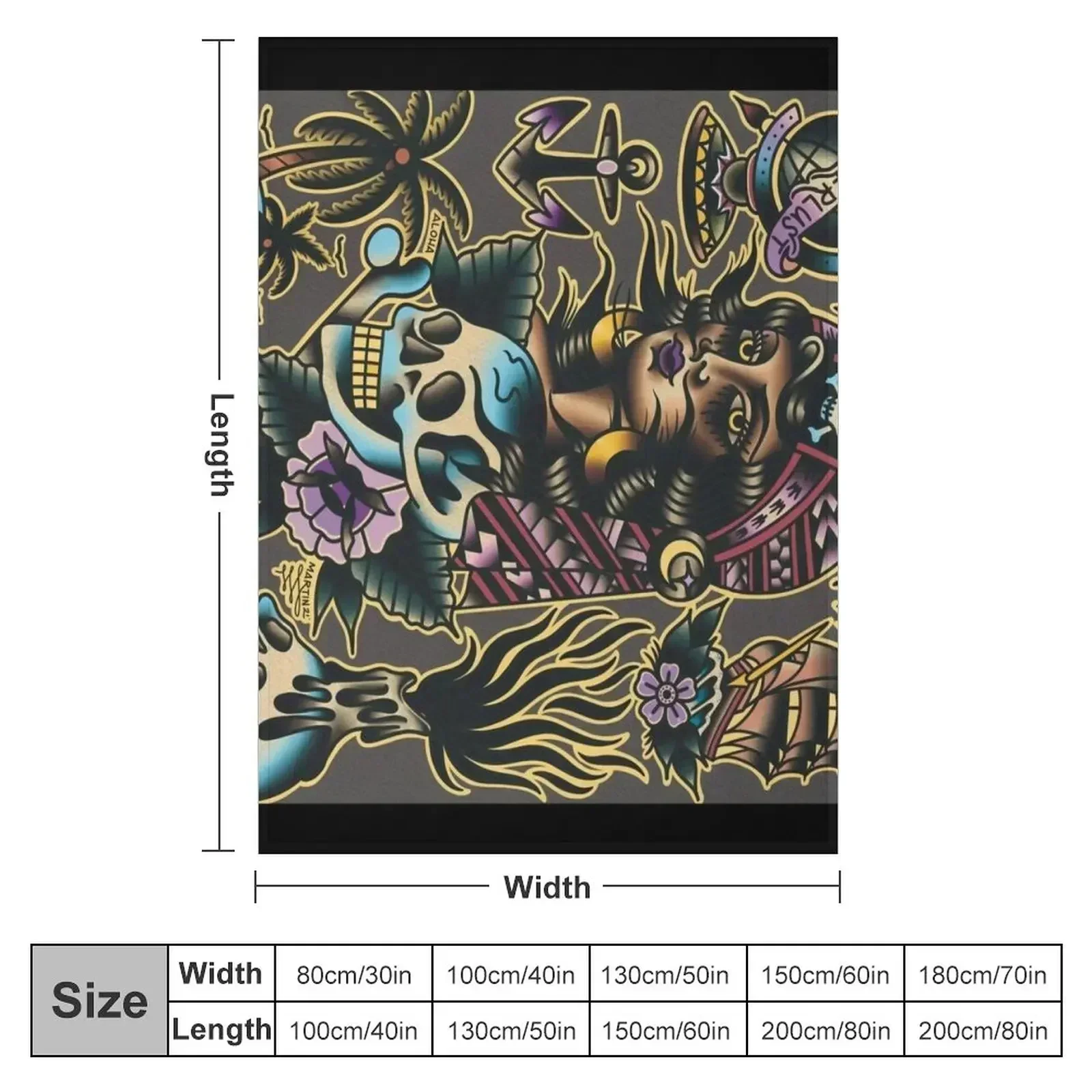 Pirate hooker pinup watercolor painting flash sheet (( horizontal version )) Throw Blanket