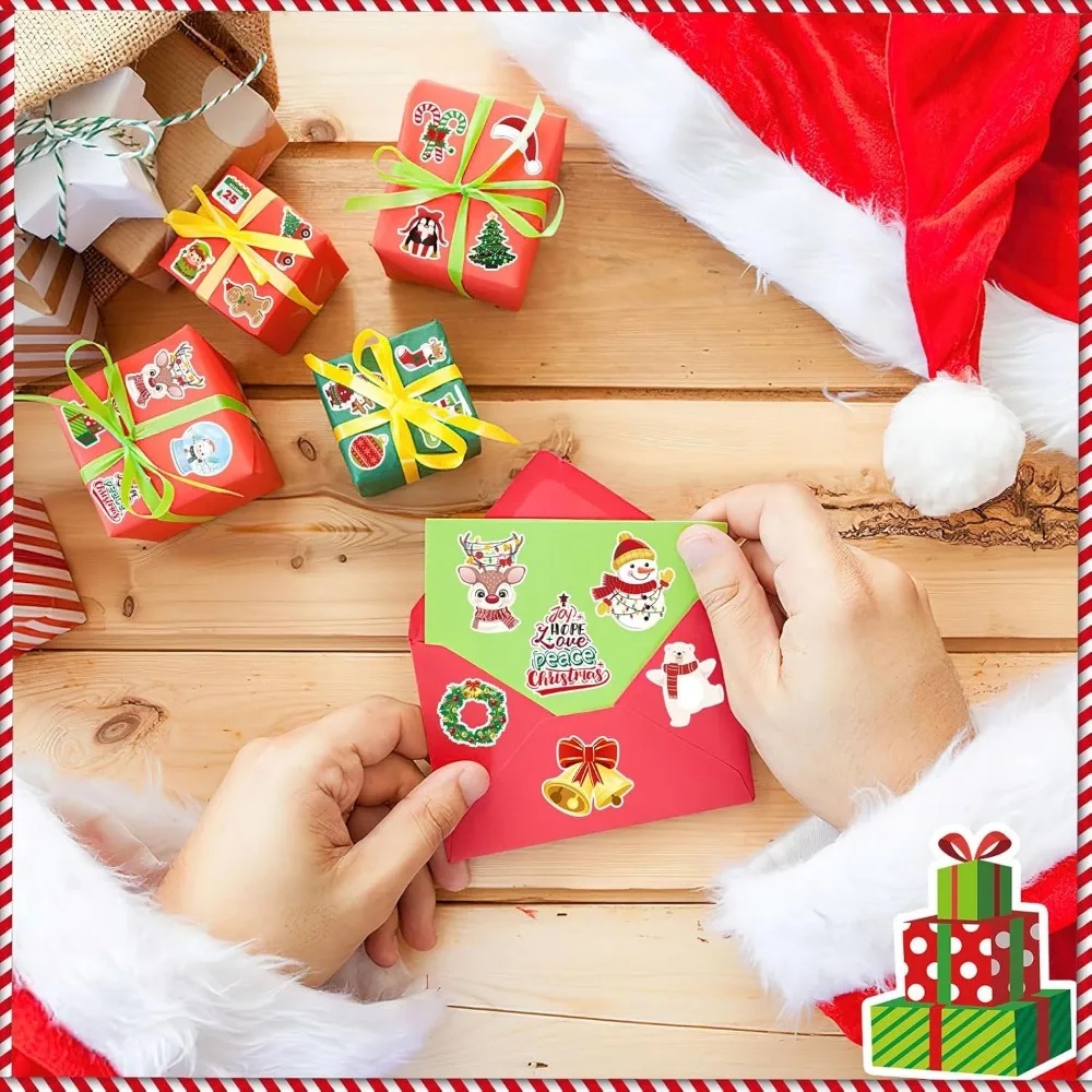Рождественская наклейка из пенопласта, 300 шт., зимняя оптовая красочная печать, самоклеящиеся пенопластовые наклейки на тему кампуса для детей, Рождество
