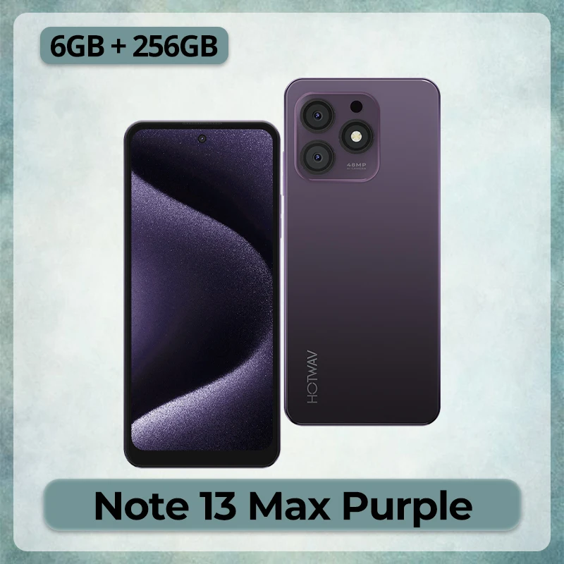 HOTWAV Note 13 Max 9,2 mm ultradunne mobiele telefoon 6,8'' HD+ scherm Android 14 6GB RAM 256GB ROM Octa-core mobiel 48MP + 16MP camera 5160mAh batterij Lichtgewicht 1080P GPS smartphone