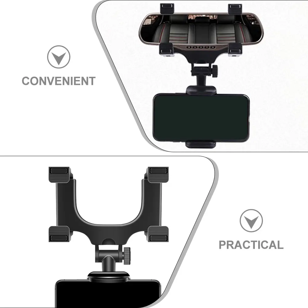 

Rear View Mirror Phone Holder Rotatable Retractable Car Mount Sturdy Compatible Various Phones 360 Degree Adjustable Auto