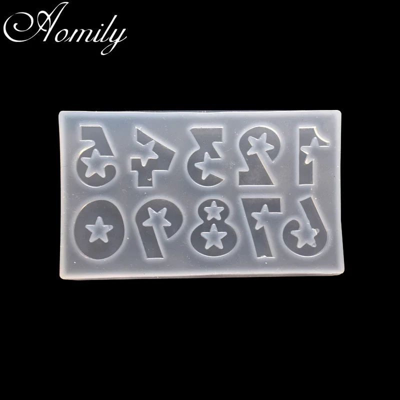 Aomily Silicone UV Resin Epoxy Mold 0-9 Number DIY Decoration Pendant Bracelet Making Molds Cake Molds Fondant Cake Decor