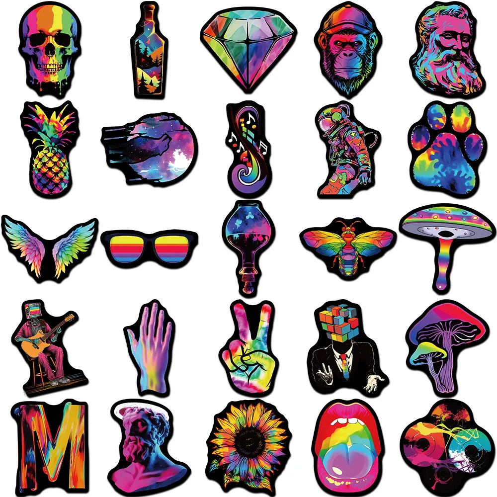 10/30/50Pcs Cartoon Rainbow graffiti waterproof stickers For Snowboard Laptop Luggage Car Fridge DIY Styling Vinyl