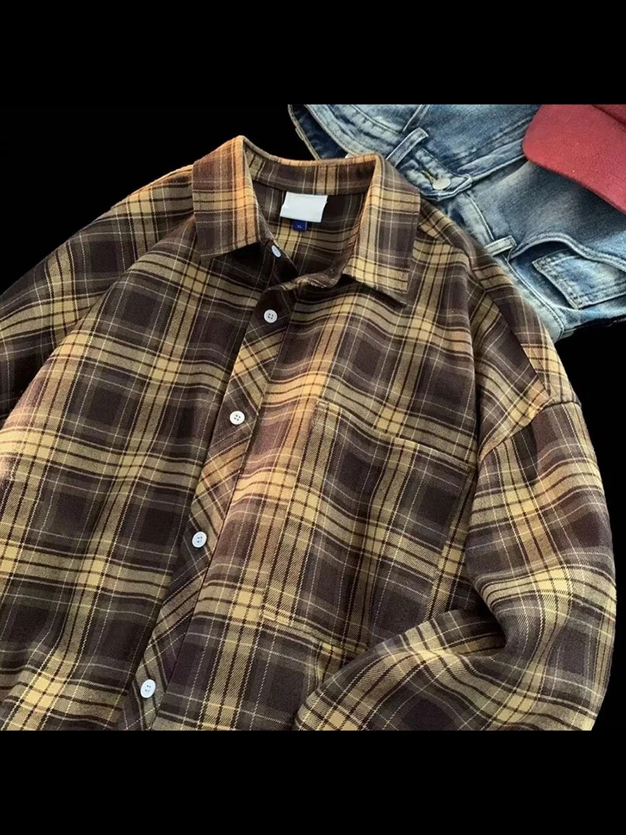 

Женская клетчатая рубашка с длинным рукавом, повседневный свободный клетчатый топ на весну и осень, модный уличный стиль, доступный S-2XL