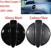 Tapa de tanque de combustible de coche, cubierta negra brillante/fibra de carbono para Mini Cooper S R50 R53 2001 2002 2003 2004 2005 2006