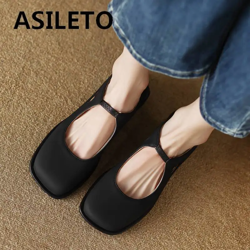 ASILETO New Women Flats Square Toe Elastic Hot sale Female Casual Shoes For Ladies Shallow Daily Large Size 42 43 Spring S4724