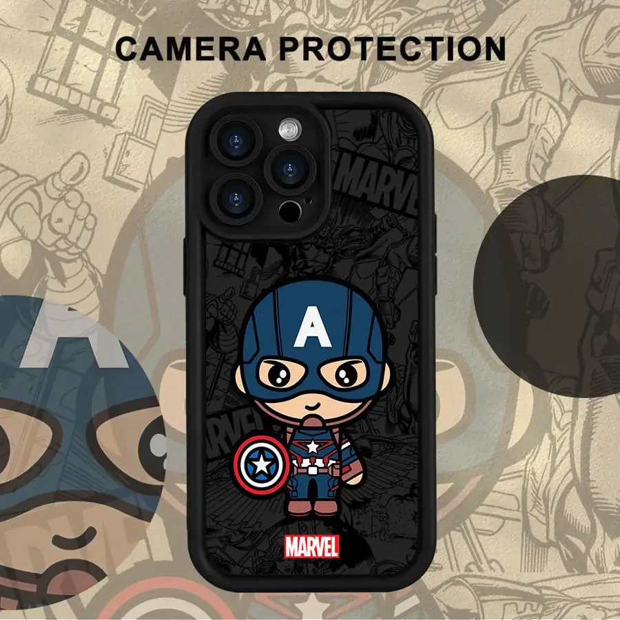 

Soft Cover Phone Case for iPhone 15 Plus 12 15Pro 14 14+ 16e 16 Pro Max 13Pro 11 13 16+ Cartoon Marvel Black Panther