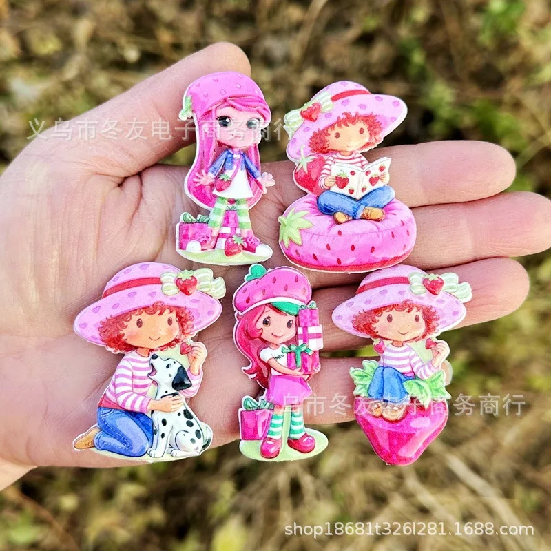 10 pieces 45mm strawberry girl through-hole double-sided beaded pen accessories for mobile phone chain - DIY handmade item