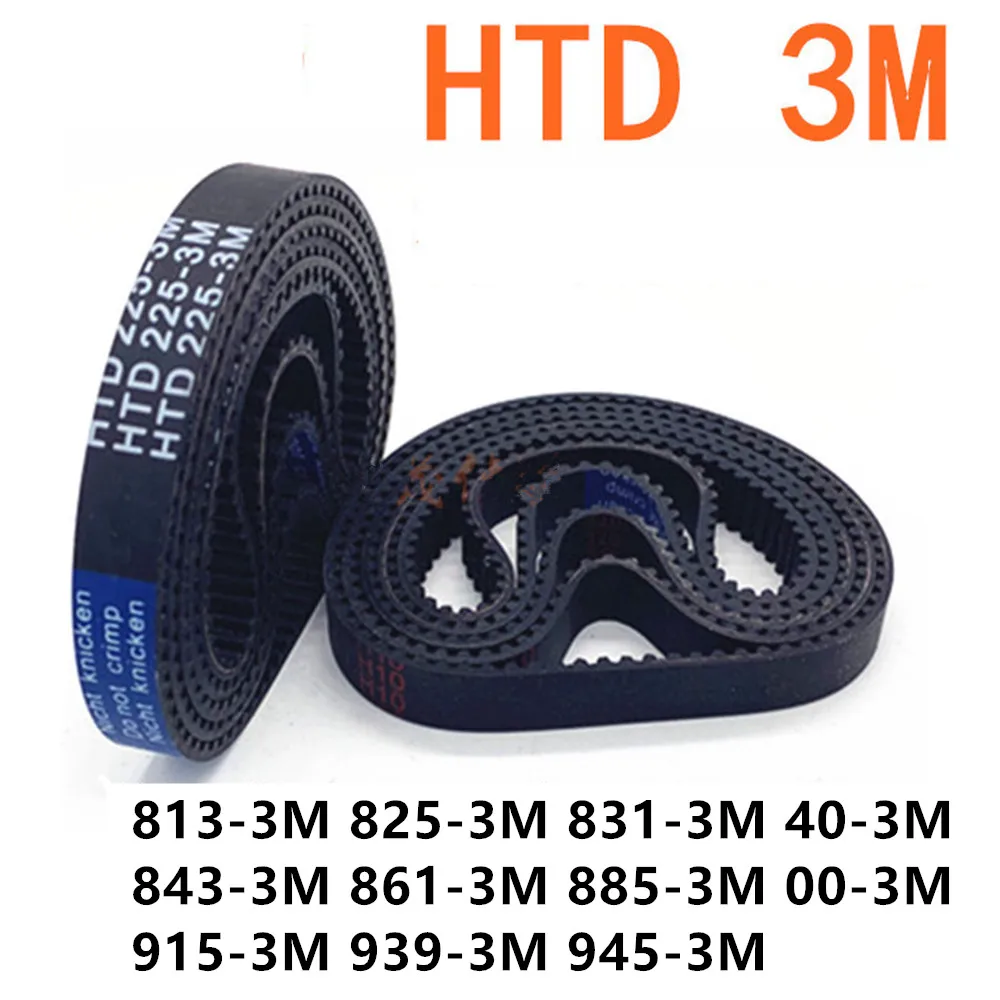 HTD3M Timing Belt 6mm Width Closed-loop Synchronous Rubber HTD 3M Belts 813 825 831 840 843 861 885 900 915 939 945mm Length