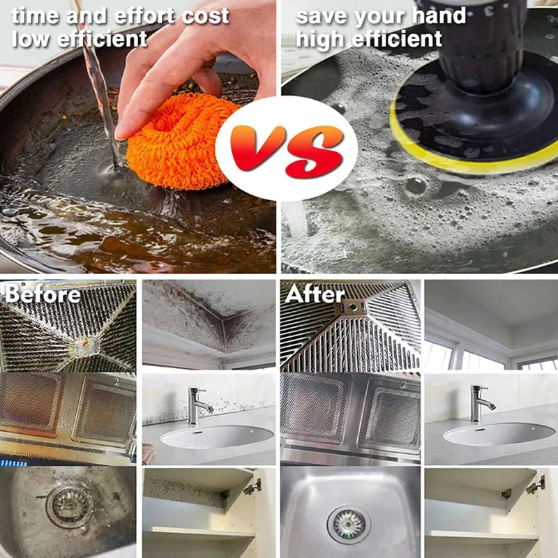 

4 Inch Drill Power Brush Tile Scrubber Scouring Pads Cleaning Kit Household Cleaning Tool for Bathroom Floor Tub Polishing Pad