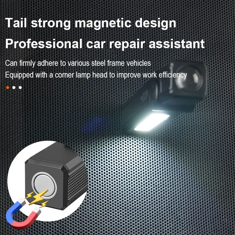 Powerful MINI Rechargeable Car Work Light EDC White & Red Flashlight 120° Rotatable Emergency Torch Waterproof Car Inspection