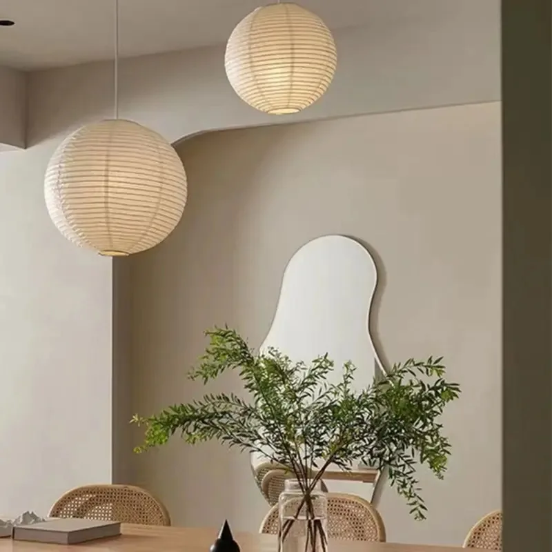 Japanese Style Paper Lampshade Pendant Lamp Rice Paper Chandelier Art Ball Bedroom Livingroom Tea Room Hanging Lamp