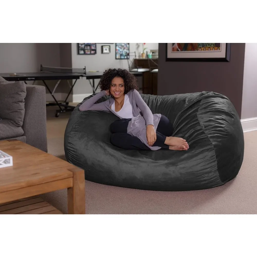 Tumbona tipo Bean Bag con funda de microgamuza supersuave, sofás de felpa con relleno de espuma viscoelástica XL