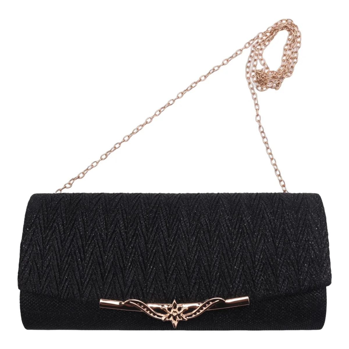 FZFZ 여성 이브닝 백 파티 연회 반짝이 가방 여성용 웨딩 클러치 핸드백 체인 숄더 백 (블랙)