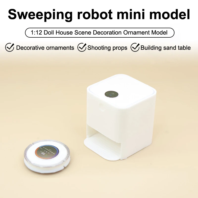 Miniature Technology Model; 1/12 Dollhouse Robotic Vacuum; Mini Scenario Accessories