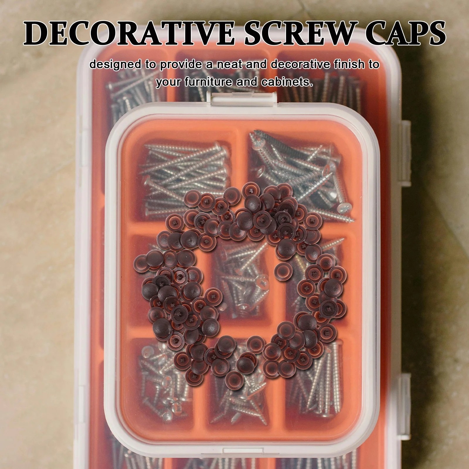 ฝาครอบสกรูแบบไขว้ 100 ชิ้น ฝาครอบพลาสติกตกแต่งสำหรับเฟอร์นิเจอร์ ตู้ไม้ ป้องกันฝุ่น ฝาครอบรูแบบยึดติดเอง