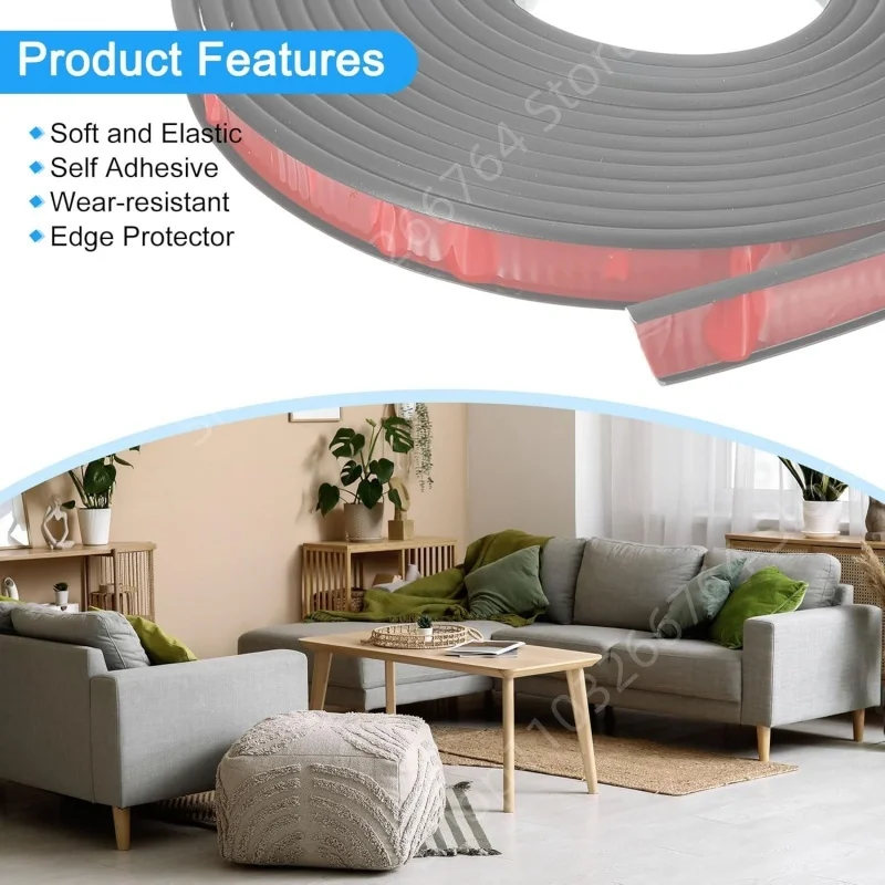 5M U-Shape Edge Banding Self Adhesive Flexible Furniture Table Chair Edge Protector Anti-collision Tape Furniture Decoration