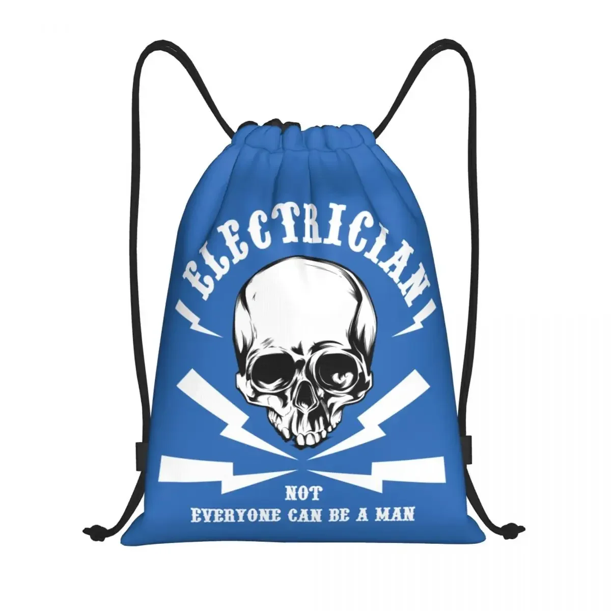 

Funny Electrician Skull Gift Drawstring Backpack Sports Gym Bag for Men Women Electrical Engineer Lineman Training Sackpack