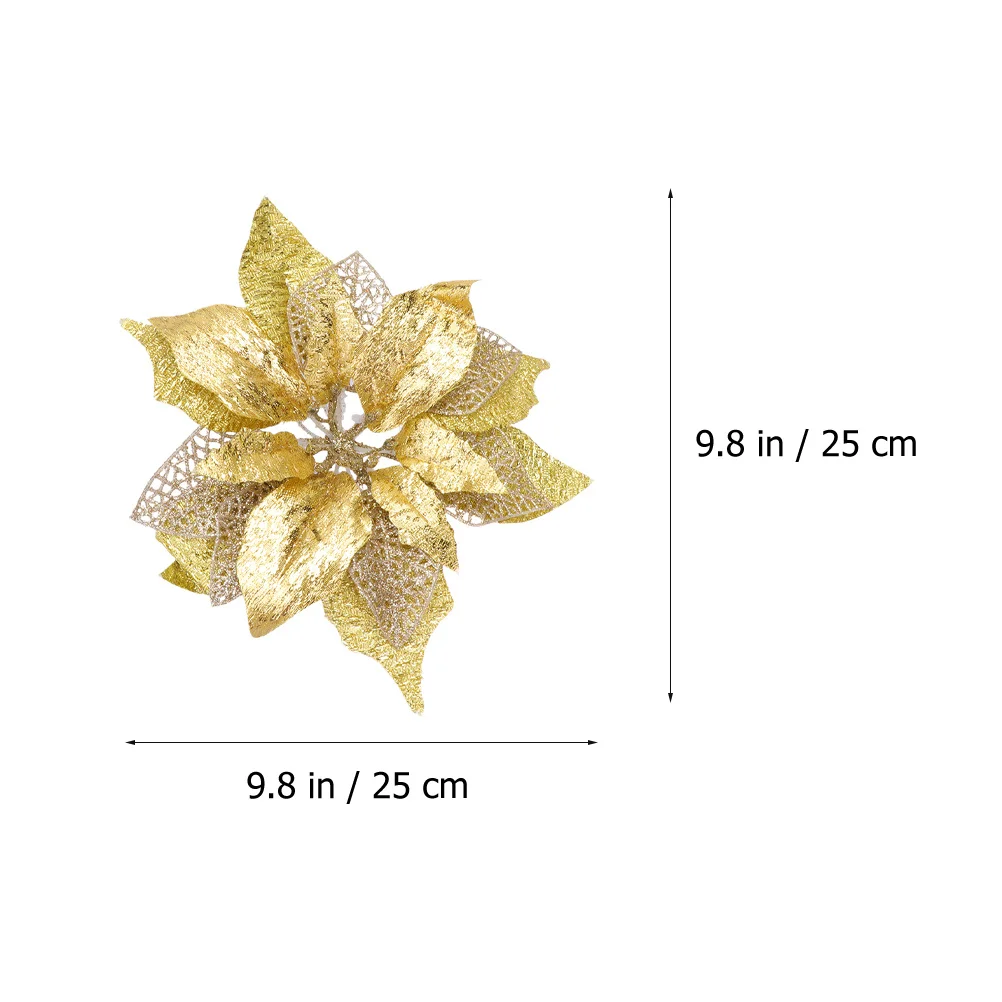 

5Pcs Sparkly Christmas Simulation Flowers Flexible Festive Decoration for Tree Wreath Centerpieces Christmas Flowers