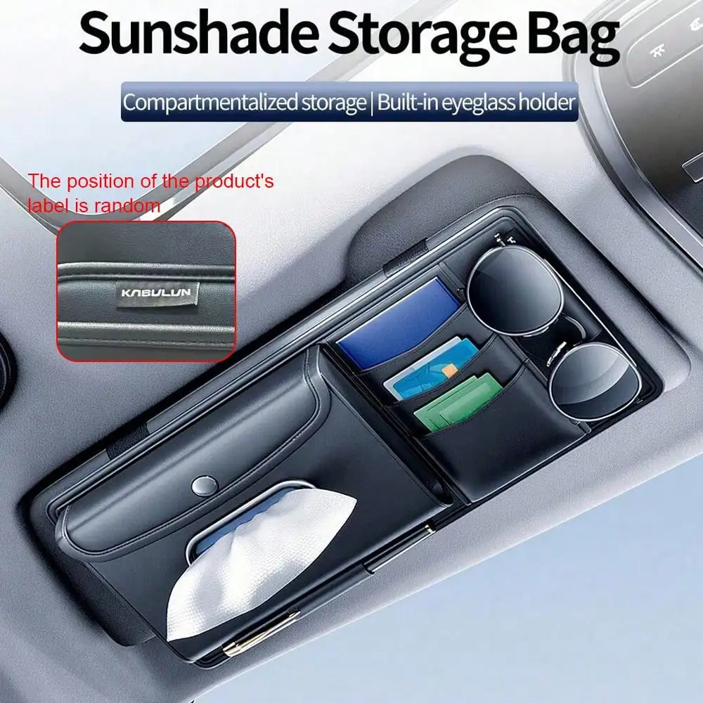 1Pc Car Sun Visor Tissue Box Hanging Tissue Holder Car Sunglasses Clip Vehicle Card Storage Car Interior Accessories Multi-Funct