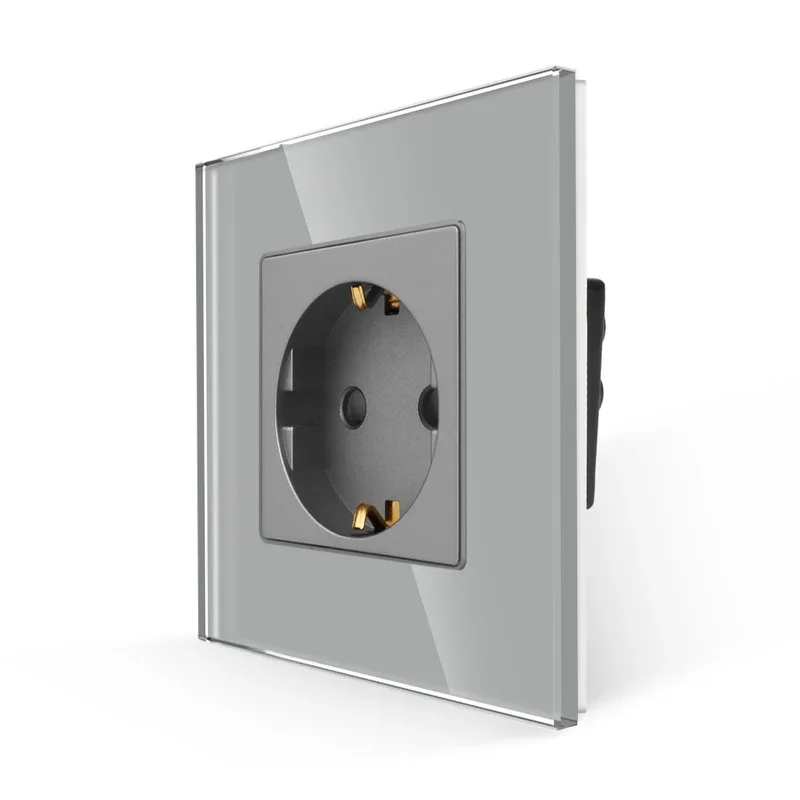 Bingoelec Grau Licht Schalter und Steckdose mit Kristall Glas Panel Home Verbesserung lichtschalter 5