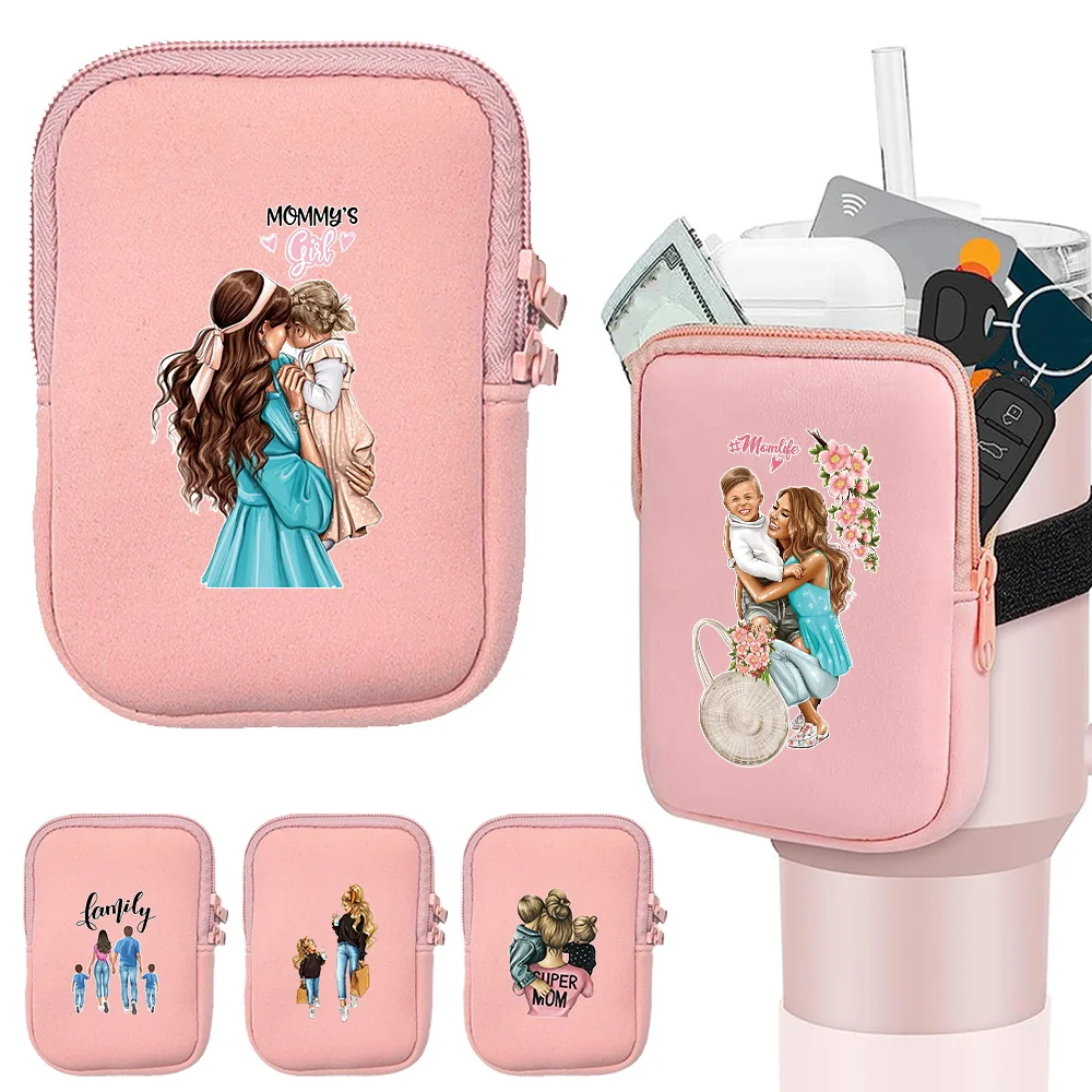 Water Cup Bags Multifunctional Water Bottle Pouch Double Mom Pattern Series Zipper Key Fitness Card Small Item Storage Bag