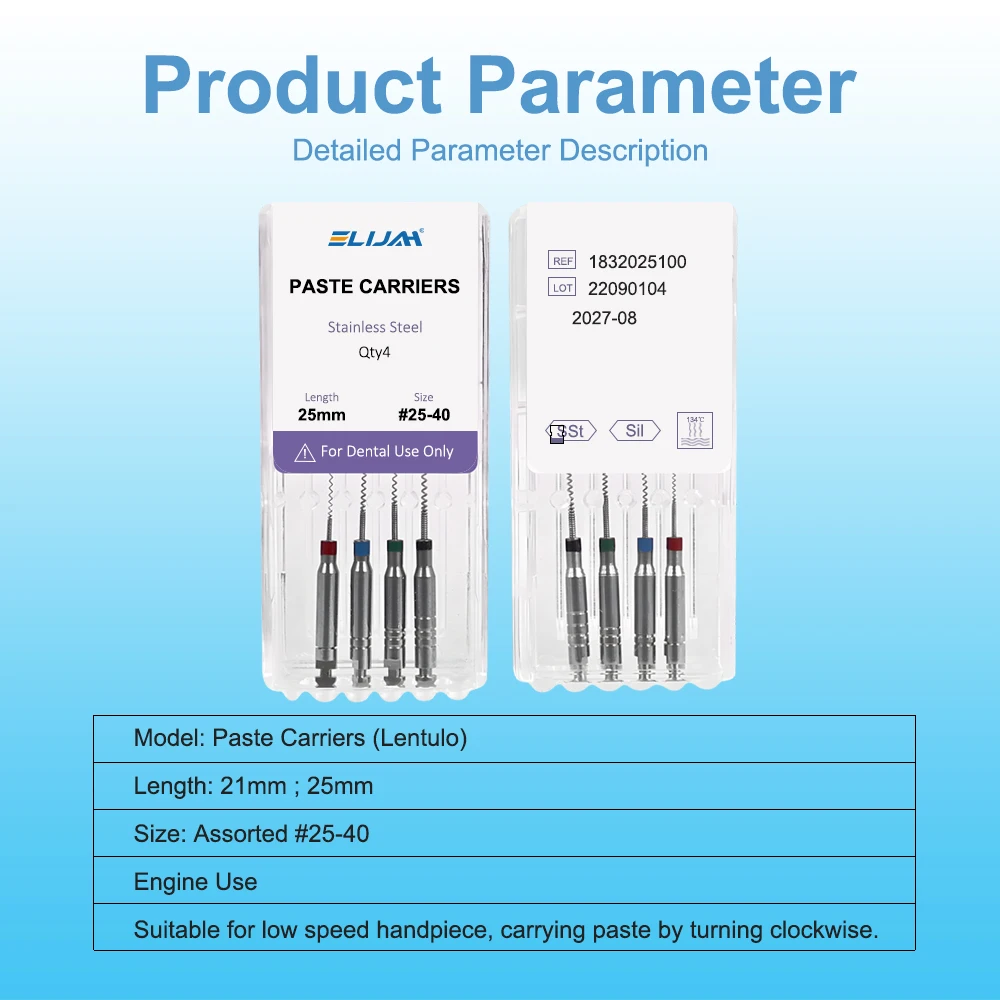 SYJH Dental Paste Carriers Root Filler Lentulo 21mm 25mm Assorted #25-40 Endodontics Files Dental Instruments Channel Spiral