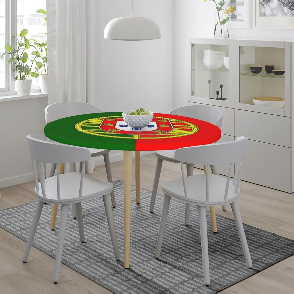 Flag Of Portugal Waterproof Round Tablecloth Oilproof Table Cloth for Kitchen Events Dining Table Cover