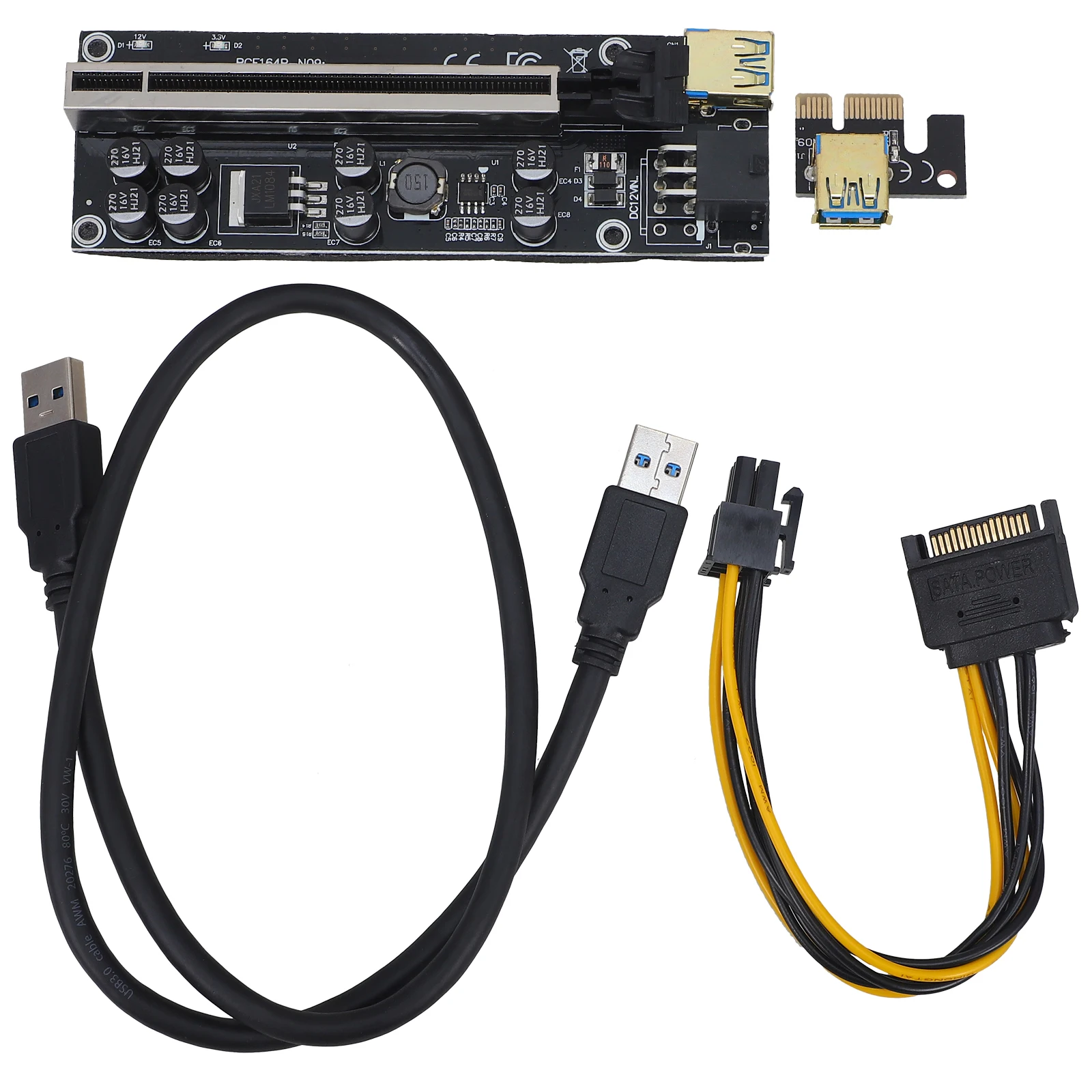 

PCIE 1X to 16X Riser Card Extension External Graphics Adapter VER009S Black Latest Model Laptop GPU for Mining