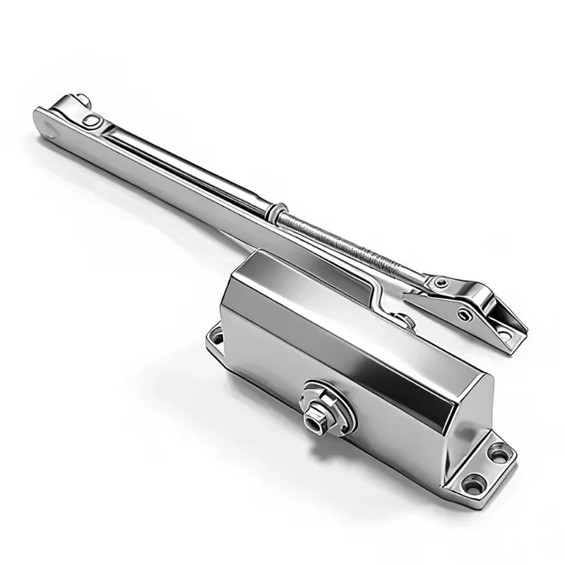 Industrial modern automatic safety door closer, ultra-thin type, aluminum, silver, surface-mounted, fireproof