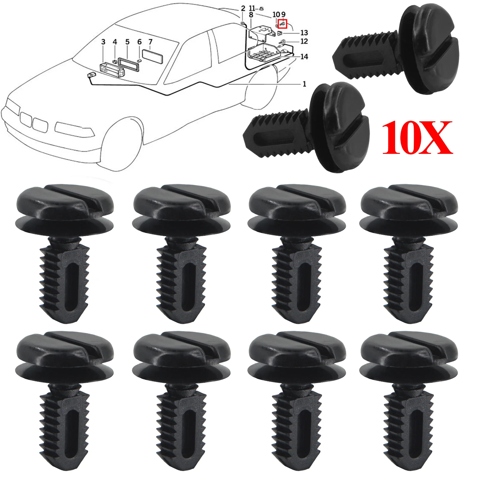 51471945266 10X Trunk Trim Clip Shield Boot Lining Turn Plug Lock Fastener Retainers Rivet Fit for BMW E30 E36 E46 E60 E93 X3