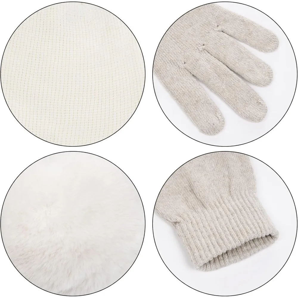 Zimowy zestaw na zimę: puszyste nauszniki, czapka, rękawiczki na zimną pogodę