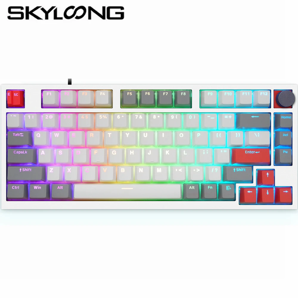 

Skyloong GK75 80 Keys 75% Mechanical Keyboard Gaming Accessories Gray White Red PBT Hot Swappable Switches RGB Backlit Keyboards