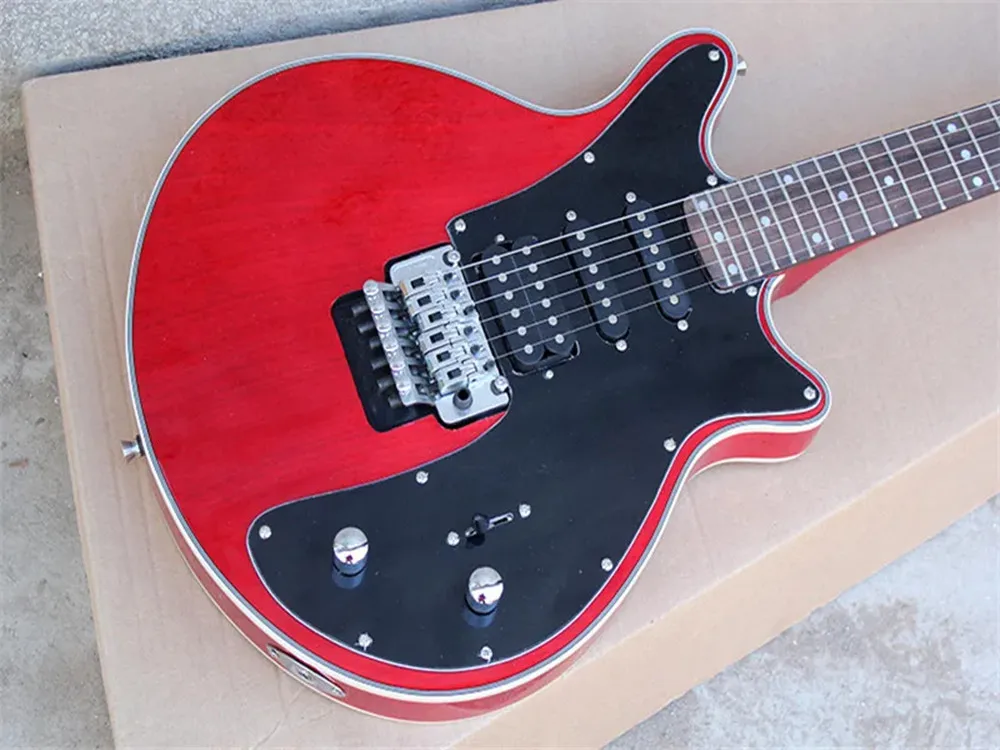 Special shape Red body  Electric Guitar Rosewood Fingerboard,Chrome Hardware,Black pickguard,Provide customized service