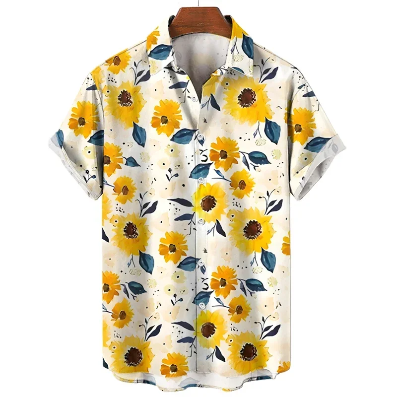 Camisa hawaiana con estampado Digital para hombre, camisa de manga corta, suelta, informal, para vacaciones y playa