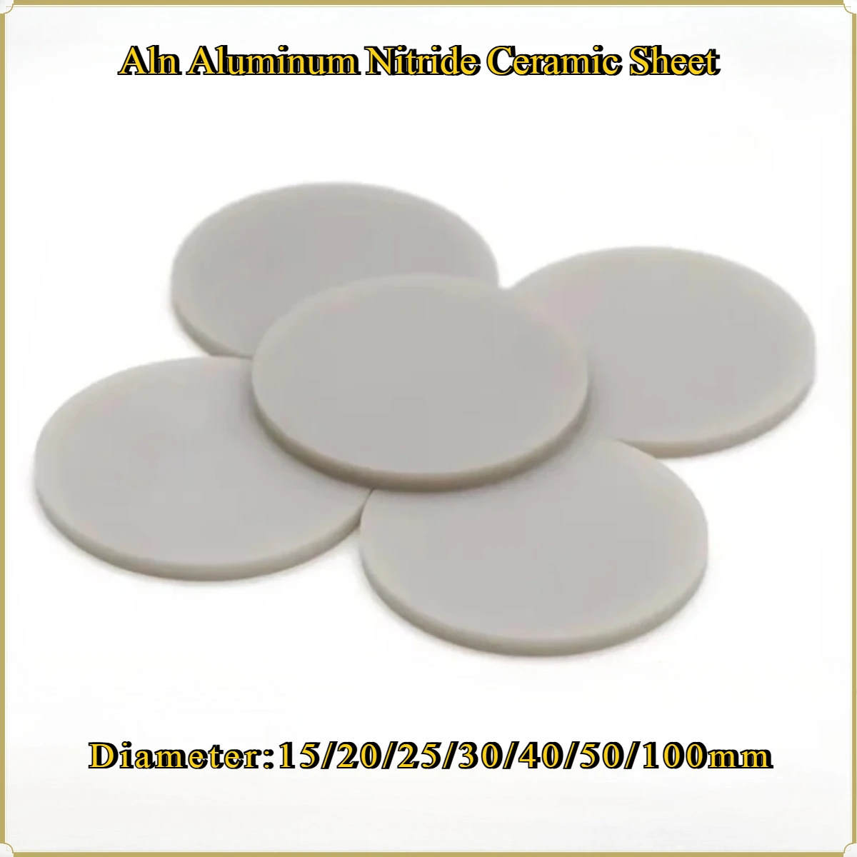 170W/mK AlN Ceramic Substrate Ultra Flat Round Aluminum Nitride Disc High Temp Insulating Wafer Power Device Heat Cooling Plate