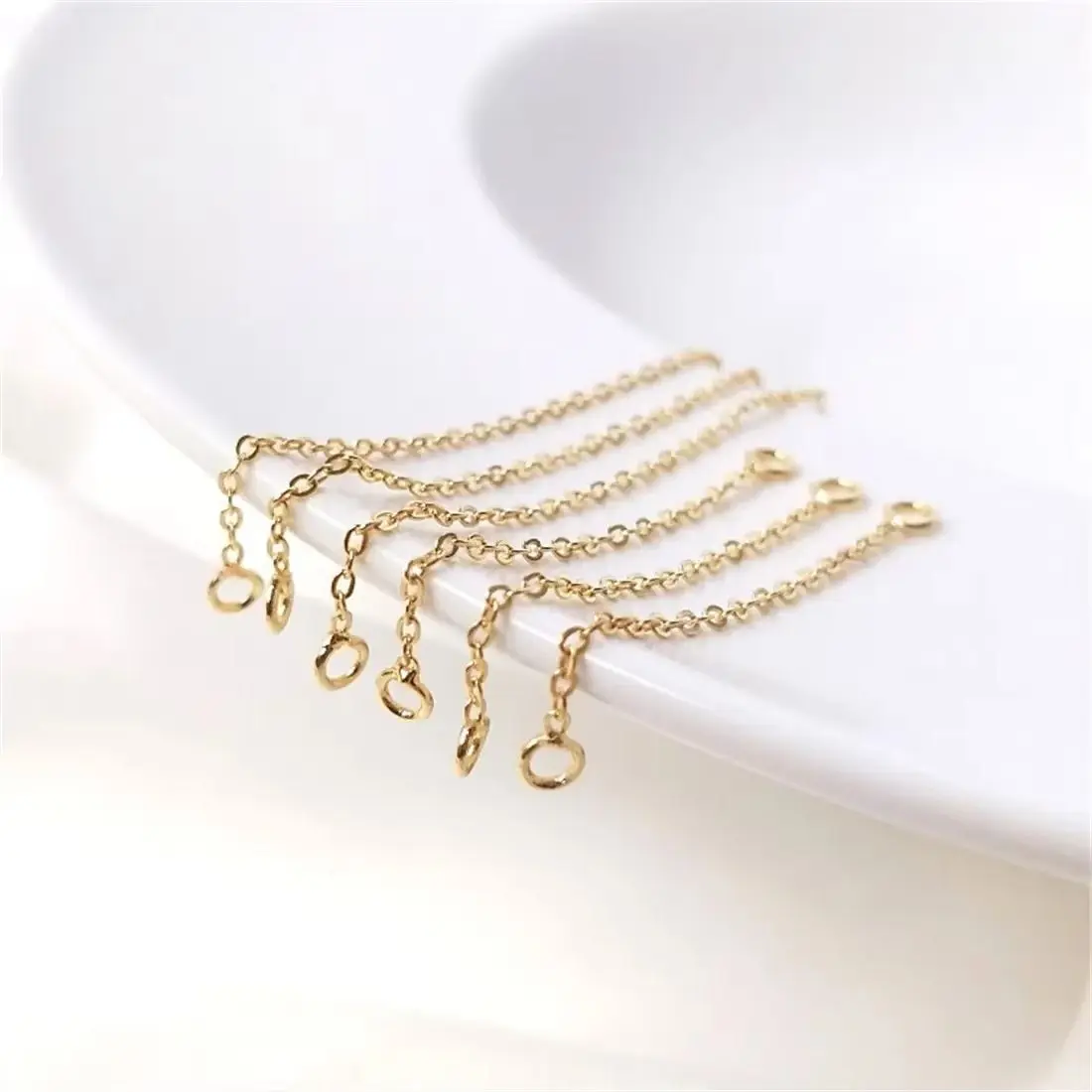 

14K Gold Wrapped DIY Accessory Double Loop Tail Chain Extension Chain Handcrafted Ear Jewelry Tassel Bracelet Necklace B833