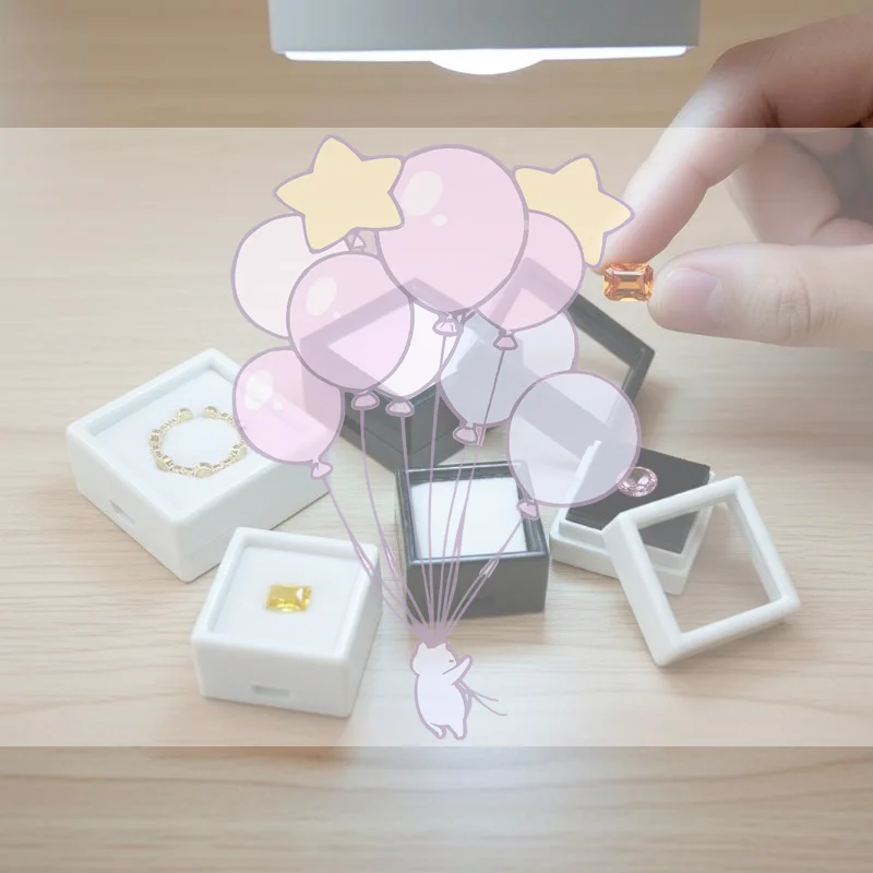 Transparent Acrylic Jewelry Display Box with Thick Foam Pad 1PC Dustproof Bare Stone Storage Case for Gem Collecting Hobby