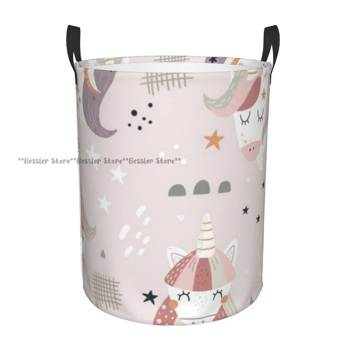 Laundry Basket Cute Fairy Unicorns Heads Cloth Folding Dirty Clothes Toys Storage Bucket Household Storage Basket