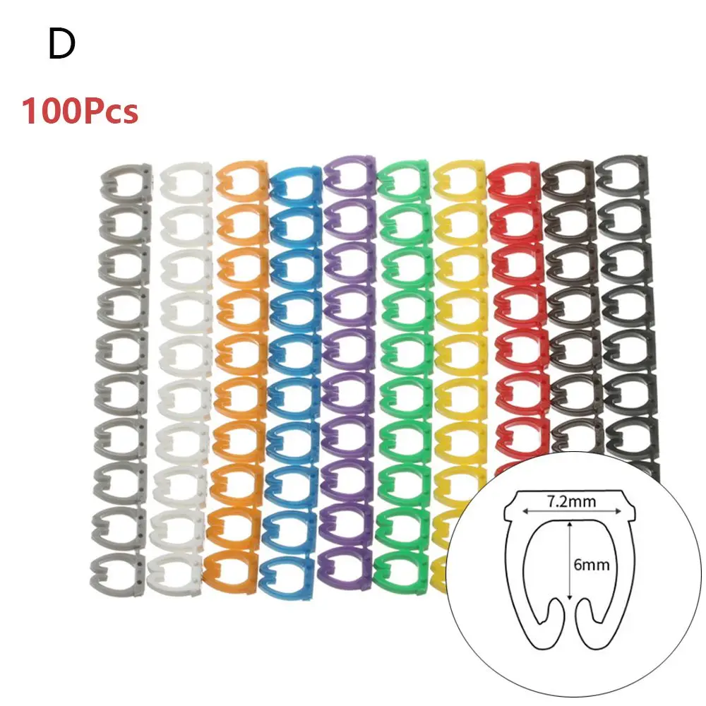 100/150Pcs Colourful Wire Network Waterproof C-Type Number Tag Cable Labels Tag Box Fiber Organizers Identification Sign