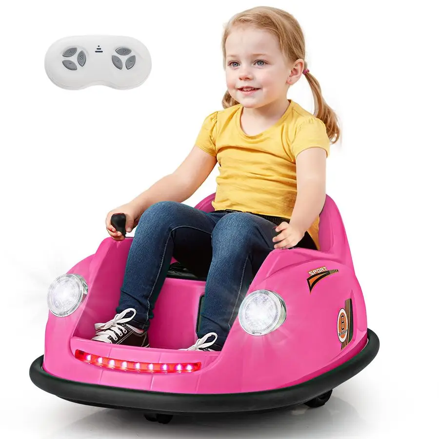 

Bumper Car for Toddler, 12V Electric Kids Ride on Bumper Car with Remote Control, 360 Degree Spin, LED Lights, Music, Battery Po