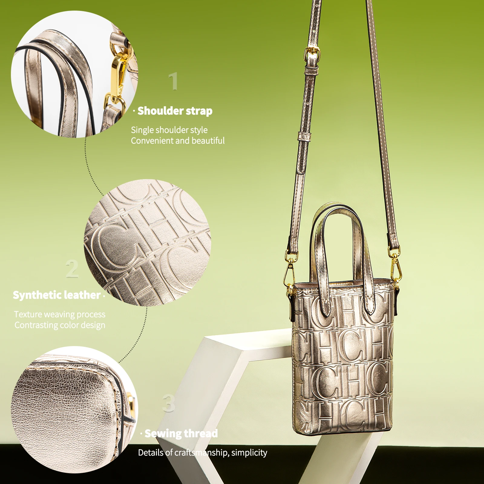 Fashion Luxury Design Women's New 2025 Handbag Square Design Solid Color Women's Phone Bag